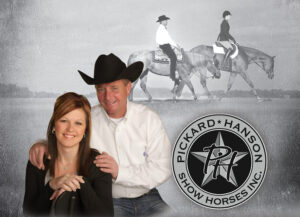 Amber Hanson Pickard ad Dwayne Pickard with images of them riding in background and their logo